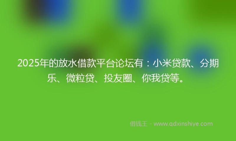 2025年的放水借款平台论坛有：小米贷款、分期乐、微粒贷、投友圈、你我贷等。