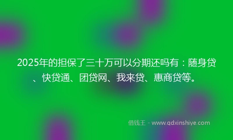 2025年的担保了三十万可以分期还吗有：随身贷、快贷通、团贷网、我来贷、惠商贷等。