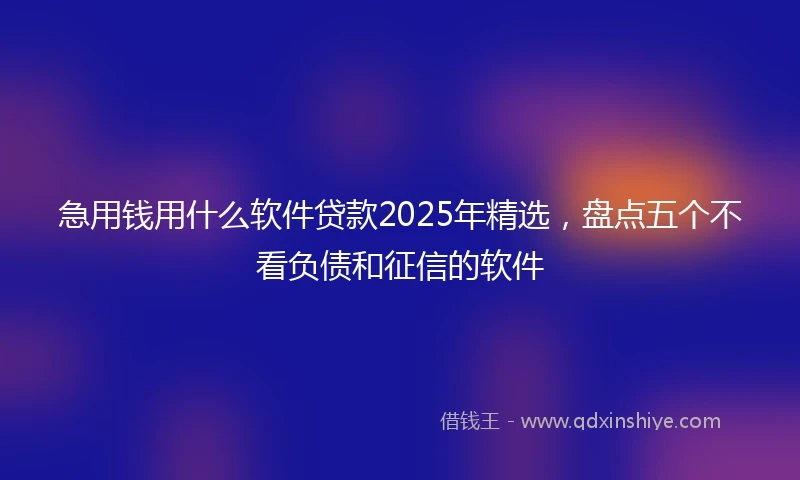 急用钱用什么软件贷款2025年精选，盘点五个不看负债和征信的软件