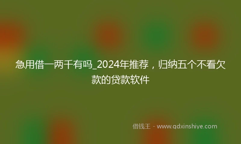 急用借一两千有吗_2024年推荐，归纳五个不看欠款的贷款软件
