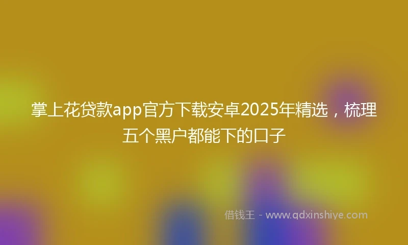 掌上花贷款app官方下载安卓2025年精选，梳理五个黑户都能下的口子