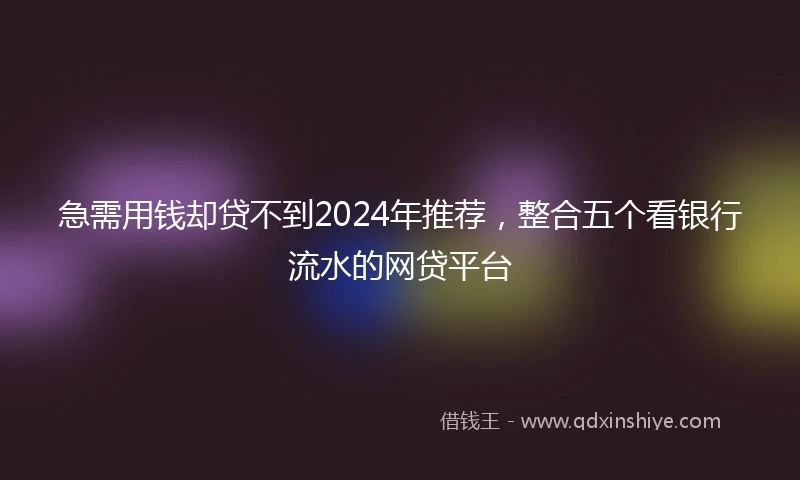急需用钱却贷不到2024年推荐，整合五个看银行流水的网贷平台