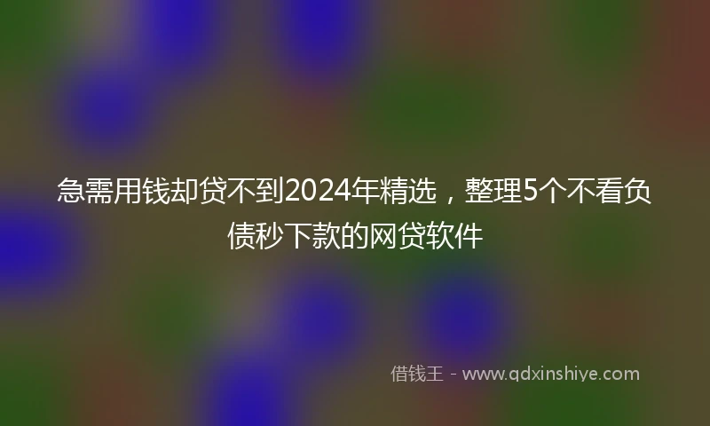 急需用钱却贷不到2024年精选，整理5个不看负债秒下款的网贷软件