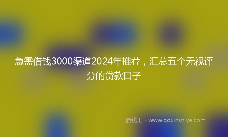 急需借钱3000渠道2024年推荐，汇总五个无视评分的贷款口子
