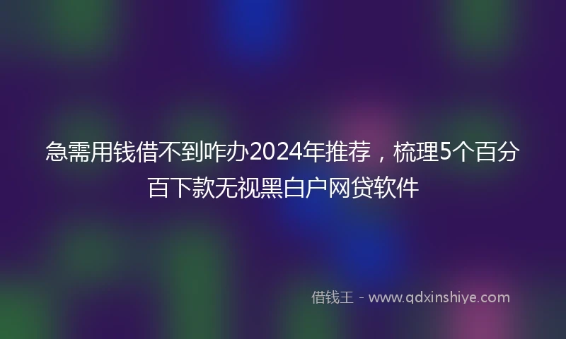 急需用钱借不到咋办2024年推荐，梳理5个百分百下款无视黑白户网贷软件