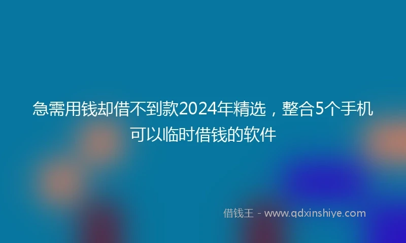 急需用钱却借不到款2024年精选，整合5个手机可以临时借钱的软件