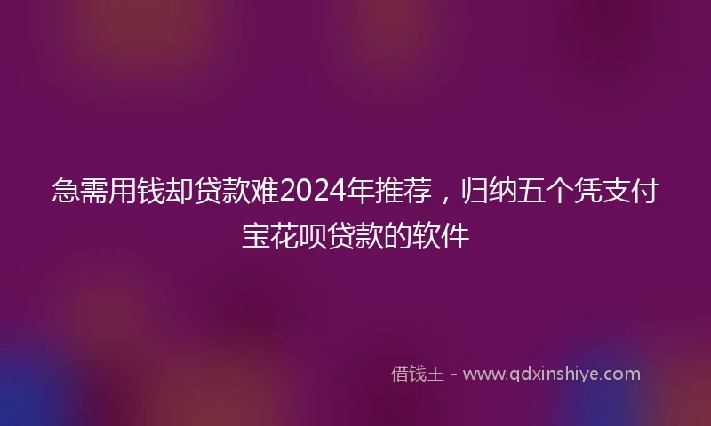 急需用钱却贷款难2024年推荐，归纳五个凭支付宝花呗贷款的软件