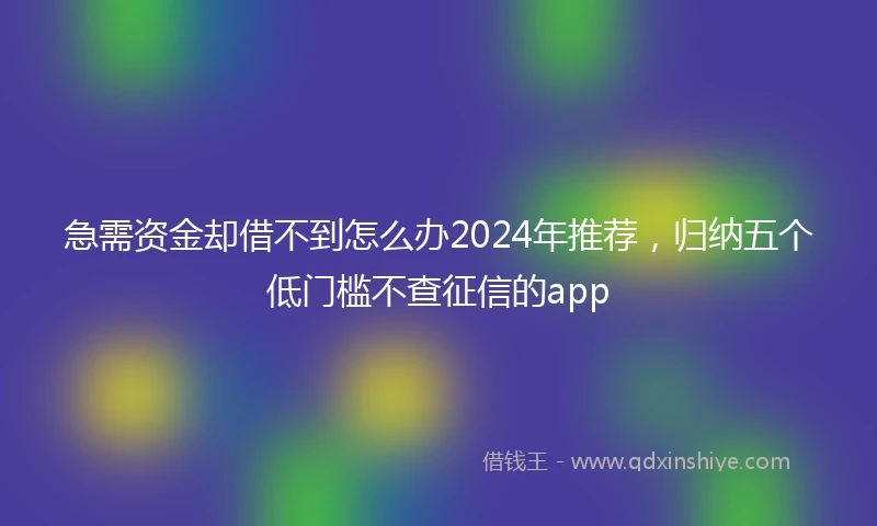 急需资金却借不到怎么办2024年推荐，归纳五个低门槛不查征信的app