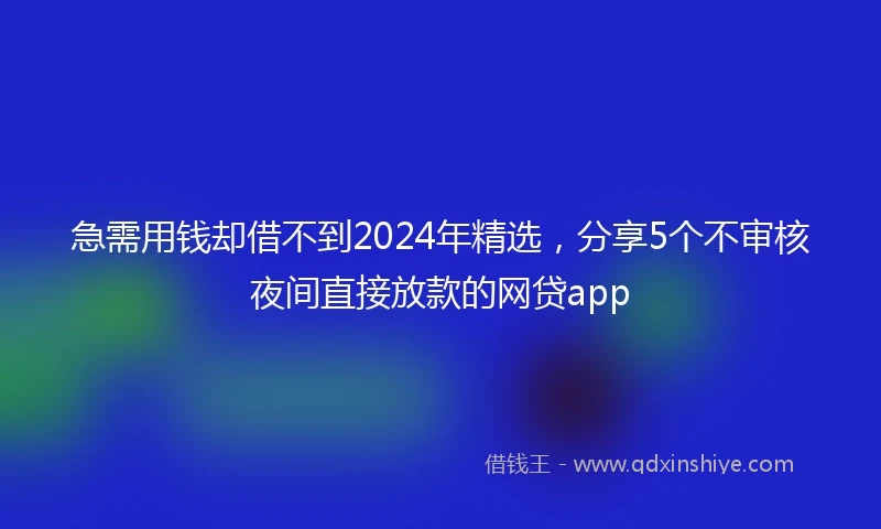 急需用钱却借不到2024年精选，分享5个不审核夜间直接放款的网贷app