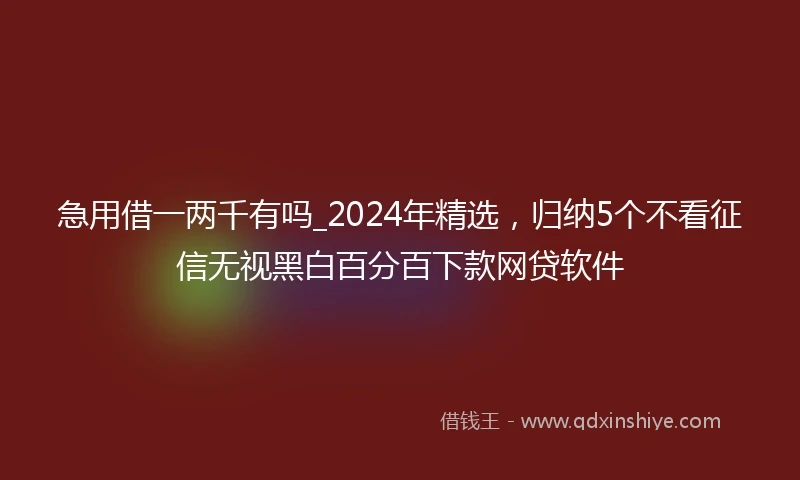 急用借一两千有吗_2024年精选，归纳5个不看征信无视黑白百分百下款网贷软件