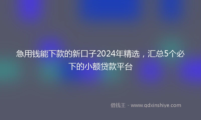 急用钱能下款的新口子2024年精选，汇总5个必下的小额贷款平台