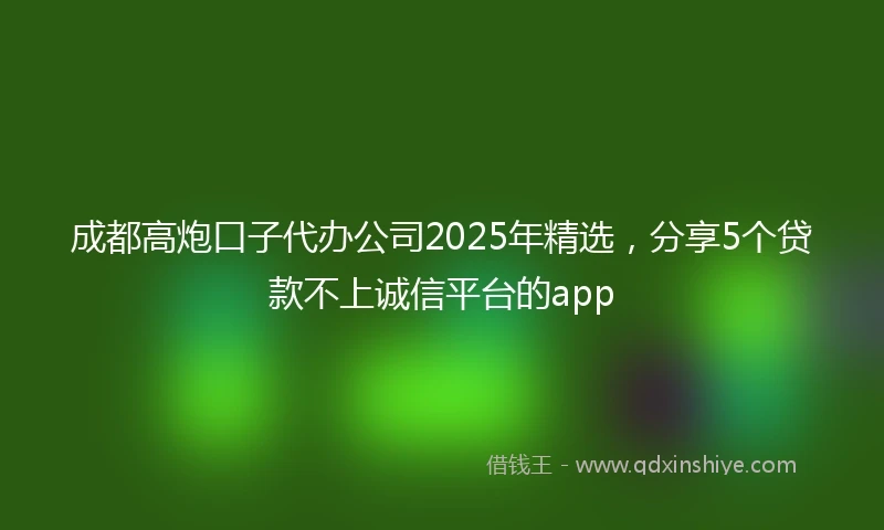 成都高炮口子代办公司2025年精选，分享5个贷款不上诚信平台的app