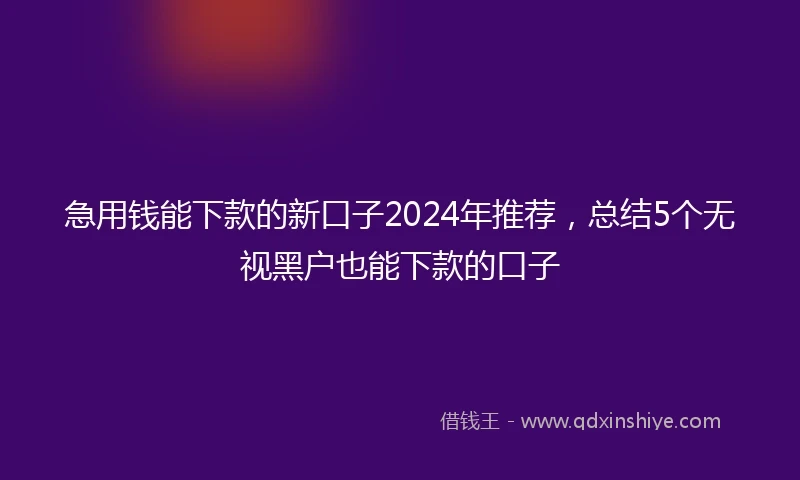 急用钱能下款的新口子2024年推荐，总结5个无视黑户也能下款的口子
