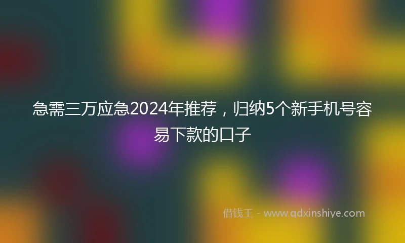 急需三万应急2024年推荐，归纳5个新手机号容易下款的口子