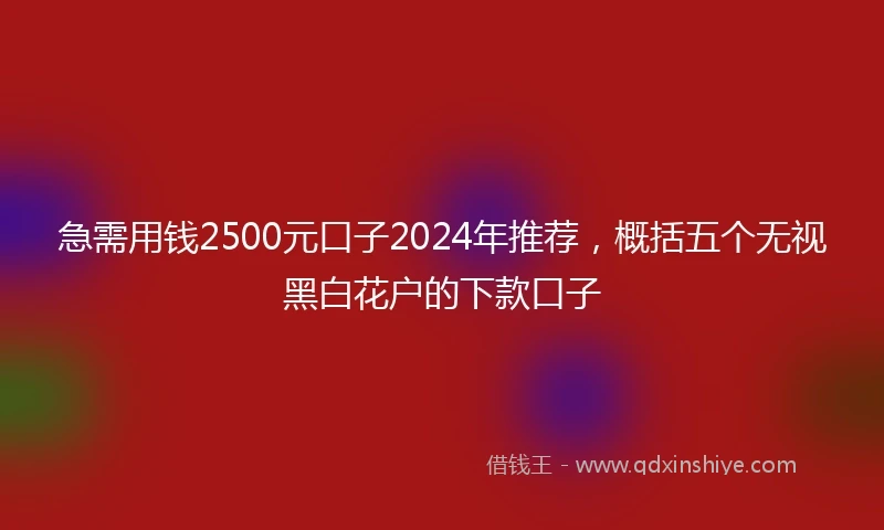 急需用钱2500元口子2024年推荐，概括五个无视黑白花户的下款口子