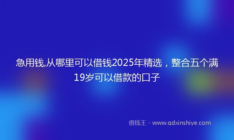 急用钱,从哪里可以借钱2025年精选，整合五个满19岁可以借款的口子