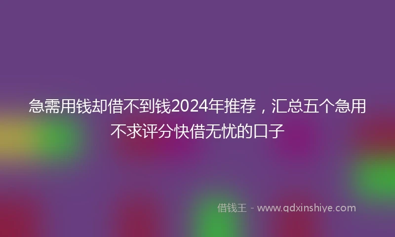 急需用钱却借不到钱2024年推荐，汇总五个急用不求评分快借无忧的口子