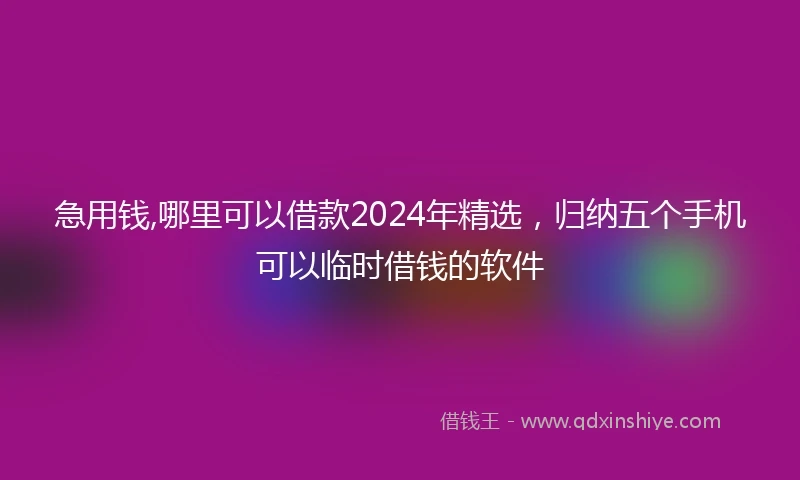 急用钱,哪里可以借款2024年精选，归纳五个手机可以临时借钱的软件