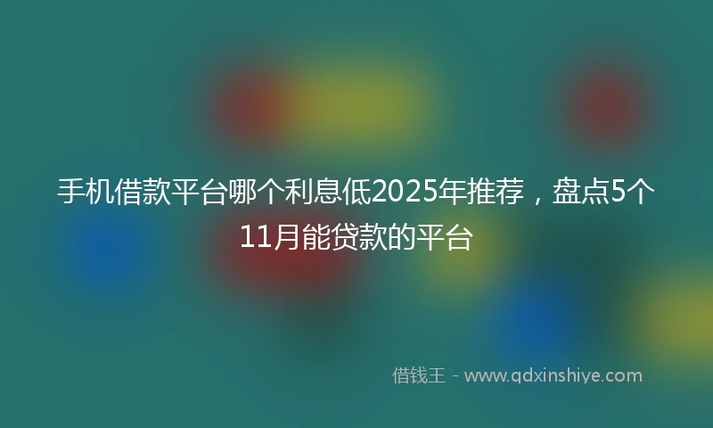 手机借款平台哪个利息低2025年推荐，盘点5个11月能贷款的平台