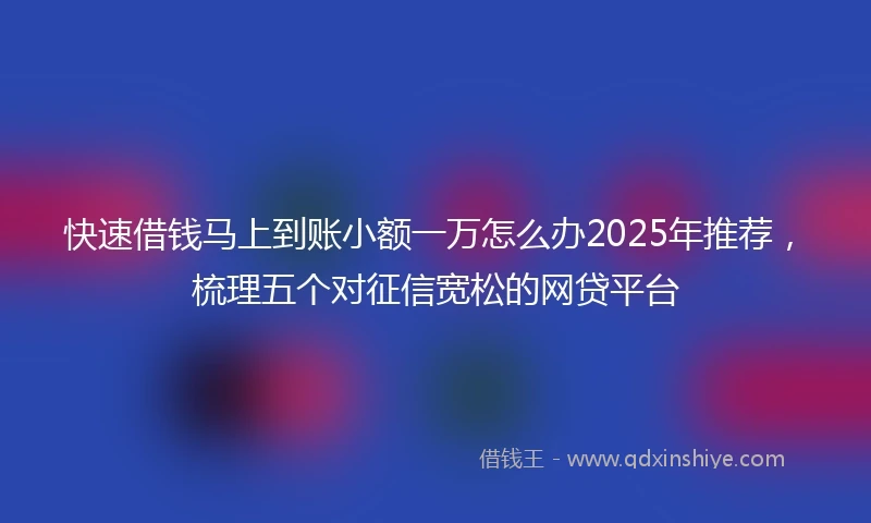 快速借钱马上到账小额一万怎么办2025年推荐，梳理五个对征信宽松的网贷平台
