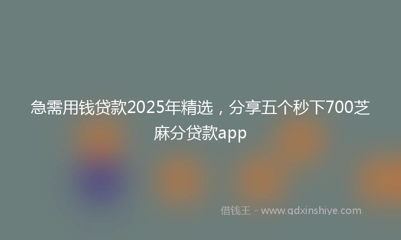 急需用钱贷款2025年精选，分享五个秒下700芝麻分贷款app