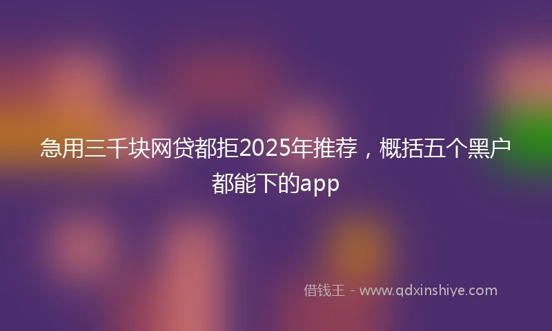 急用三千块网贷都拒2025年推荐，概括五个黑户都能下的app