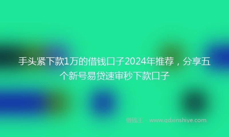 手头紧下款1万的借钱口子2024年推荐，分享五个新号易贷速审秒下款口子