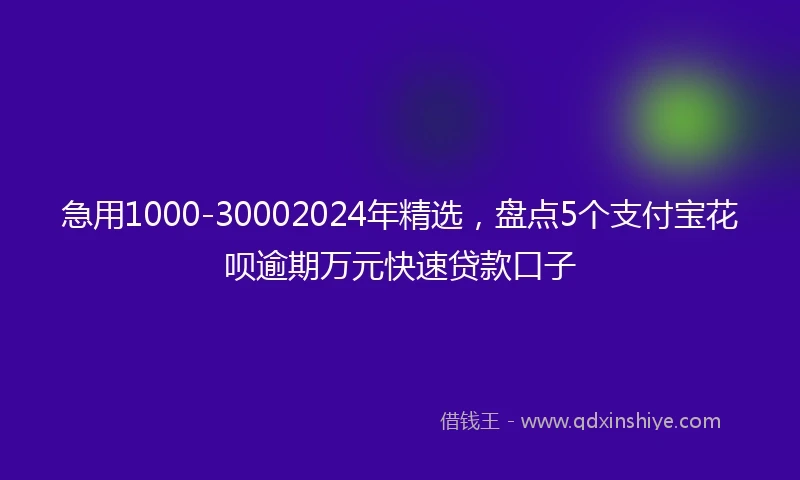 急用1000-30002024年精选，盘点5个支付宝花呗逾期万元快速贷款口子