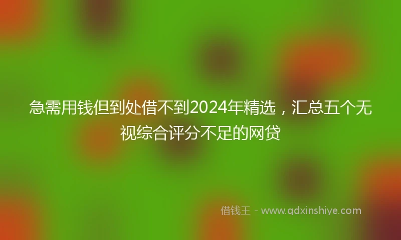急需用钱但到处借不到2024年精选，汇总五个无视综合评分不足的网贷