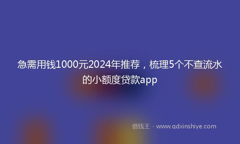 急需用钱1000元2024年推荐，梳理5个不查流水的小额度贷款app