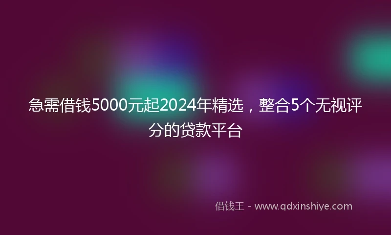 急需借钱5000元起2024年精选，整合5个无视评分的贷款平台