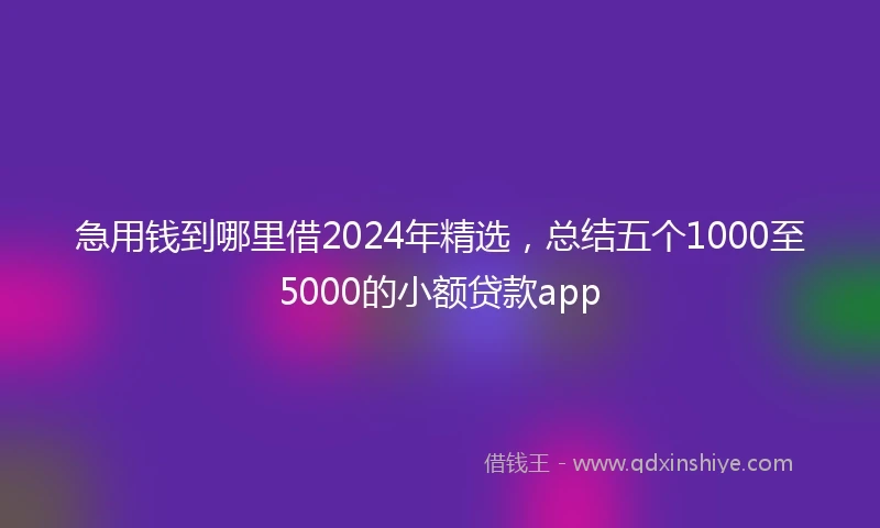 急用钱到哪里借2024年精选，总结五个1000至5000的小额贷款app