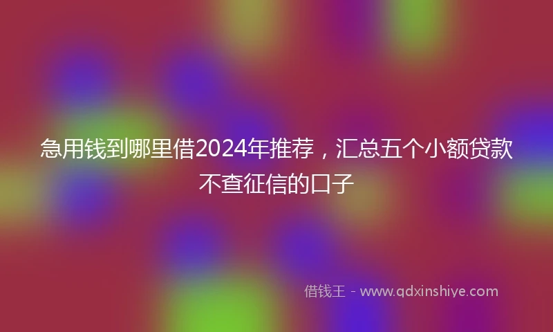 急用钱到哪里借2024年推荐，汇总五个小额贷款不查征信的口子