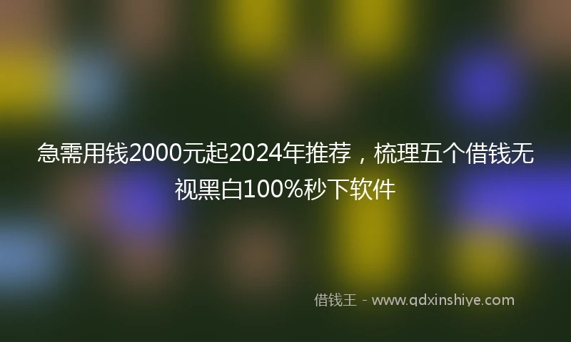 急需用钱2000元起2024年推荐，梳理五个借钱无视黑白100%秒下软件