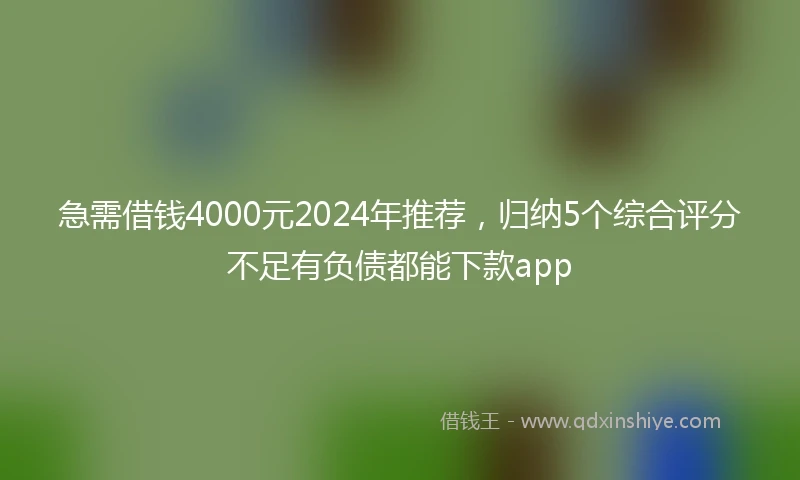 急需借钱4000元2024年推荐，归纳5个综合评分不足有负债都能下款app