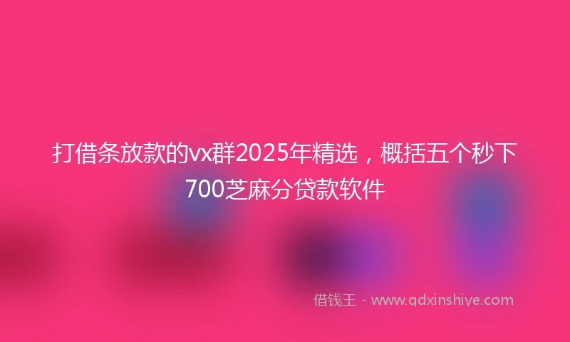 打借条放款的vx群2025年精选，概括五个秒下700芝麻分贷款软件