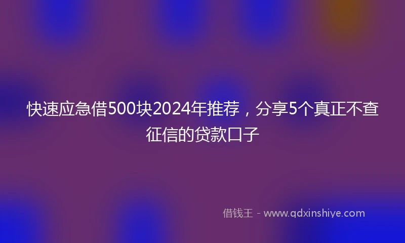 快速应急借500块2024年推荐，分享5个真正不查征信的贷款口子