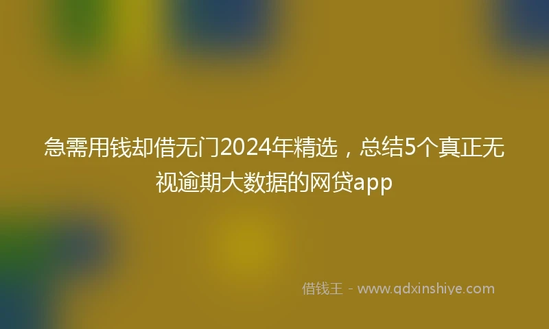 急需用钱却借无门2024年精选，总结5个真正无视逾期大数据的网贷app