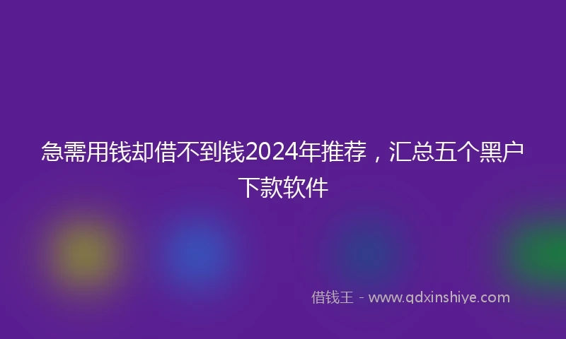 急需用钱却借不到钱2024年推荐，汇总五个黑户下款软件