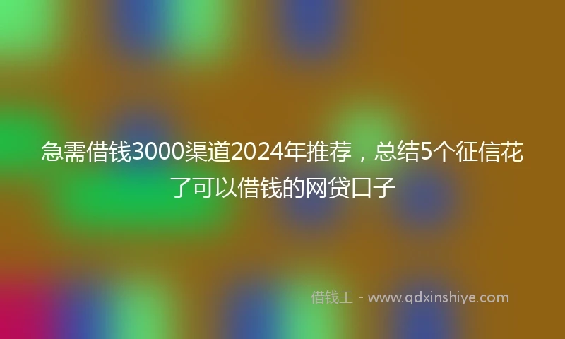 急需借钱3000渠道2024年推荐，总结5个征信花了可以借钱的网贷口子
