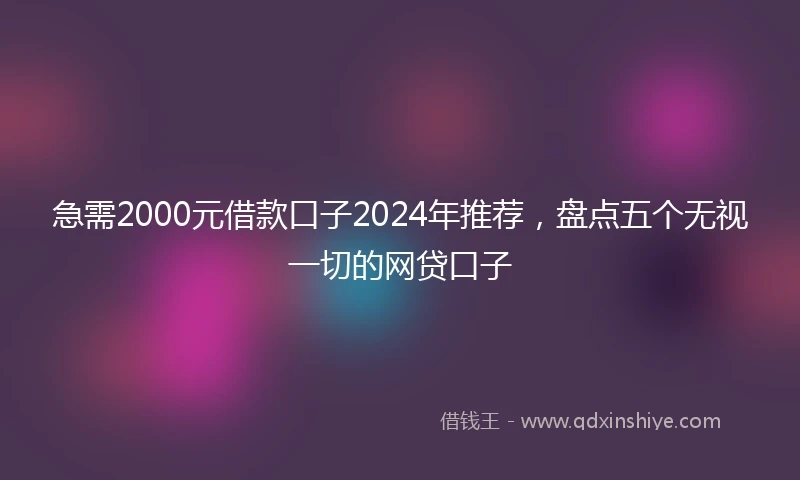 急需2000元借款口子2024年推荐，盘点五个无视一切的网贷口子