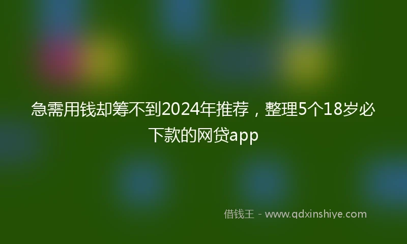 急需用钱却筹不到2024年推荐，整理5个18岁必下款的网贷app
