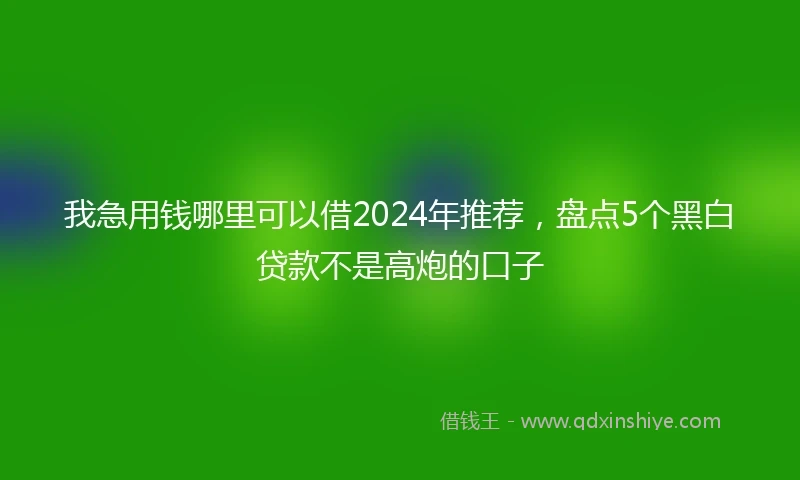 我急用钱哪里可以借2024年推荐，盘点5个黑白贷款不是高炮的口子