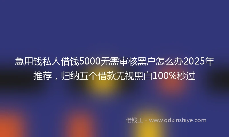 急用钱私人借钱5000无需审核黑户怎么办2025年推荐，归纳五个借款无视黑白100%秒过