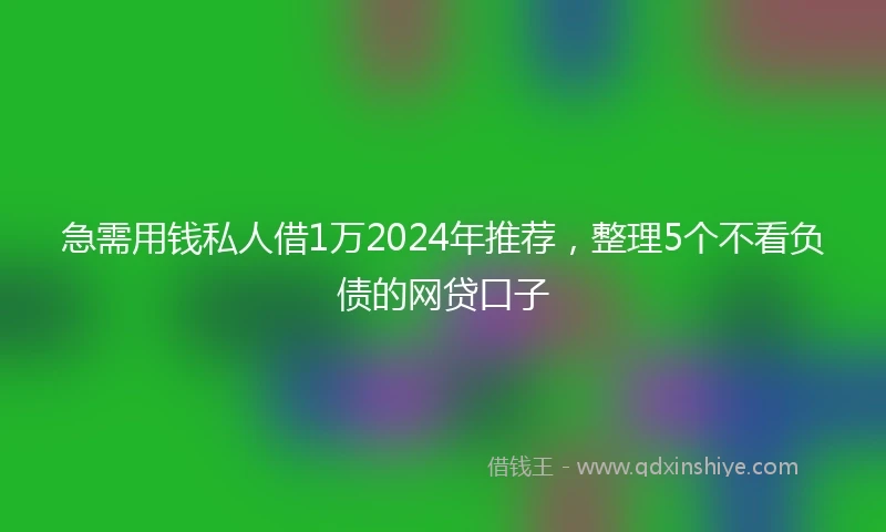 急需用钱私人借1万2024年推荐，整理5个不看负债的网贷口子