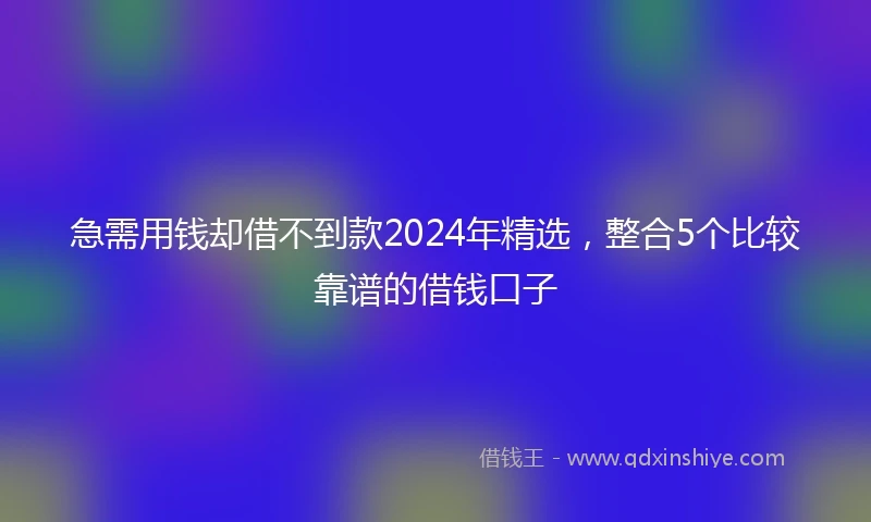 急需用钱却借不到款2024年精选，整合5个比较靠谱的借钱口子