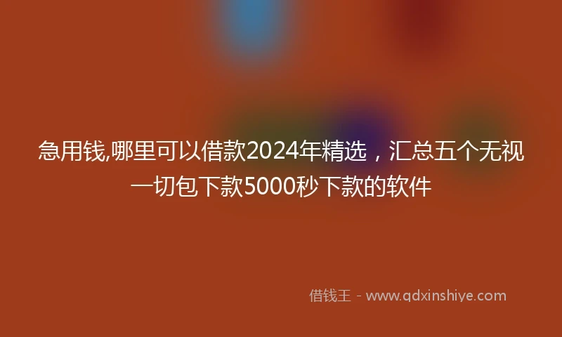 急用钱,哪里可以借款2024年精选，汇总五个无视一切包下款5000秒下款的软件