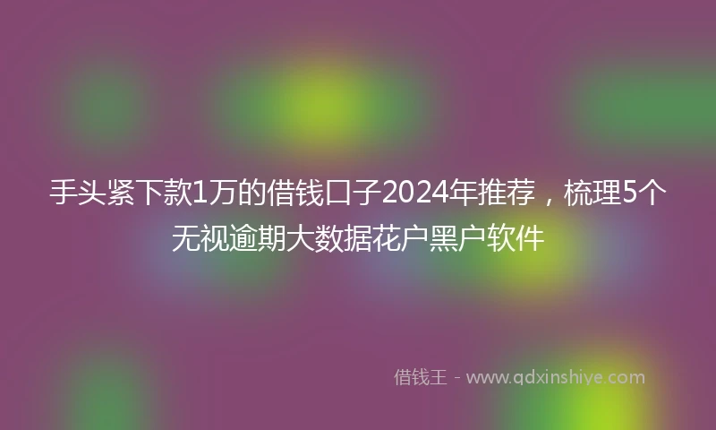 手头紧下款1万的借钱口子2024年推荐，梳理5个无视逾期大数据花户黑户软件