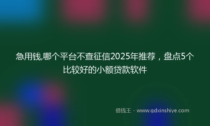 急用钱,哪个平台不查征信2025年推荐，盘点5个比较好的小额贷款软件