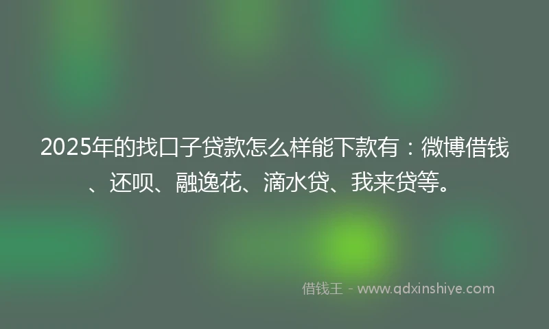 2025年的找口子贷款怎么样能下款有：微博借钱、还呗、融逸花、滴水贷、我来贷等。
